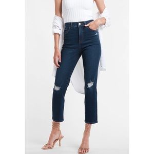 Express Wash Ripped Slim Jeans High Rise Dark Wash